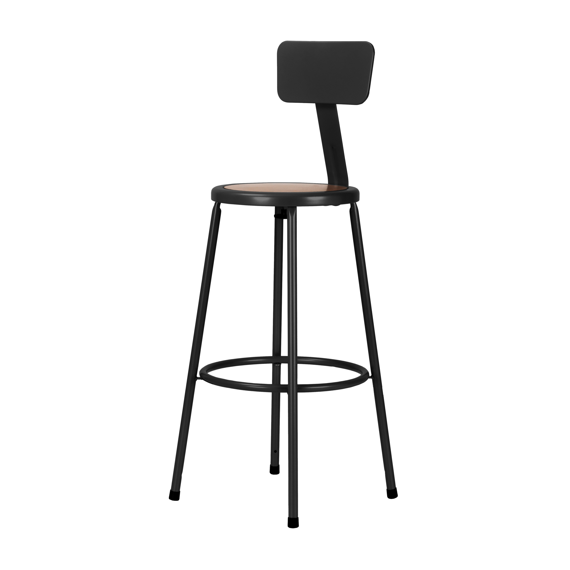 NPS Heavy-Duty Steel Stool with Backrest — 30in. Height, Black, Assembly-Ready, Model# 6230B-10-KD